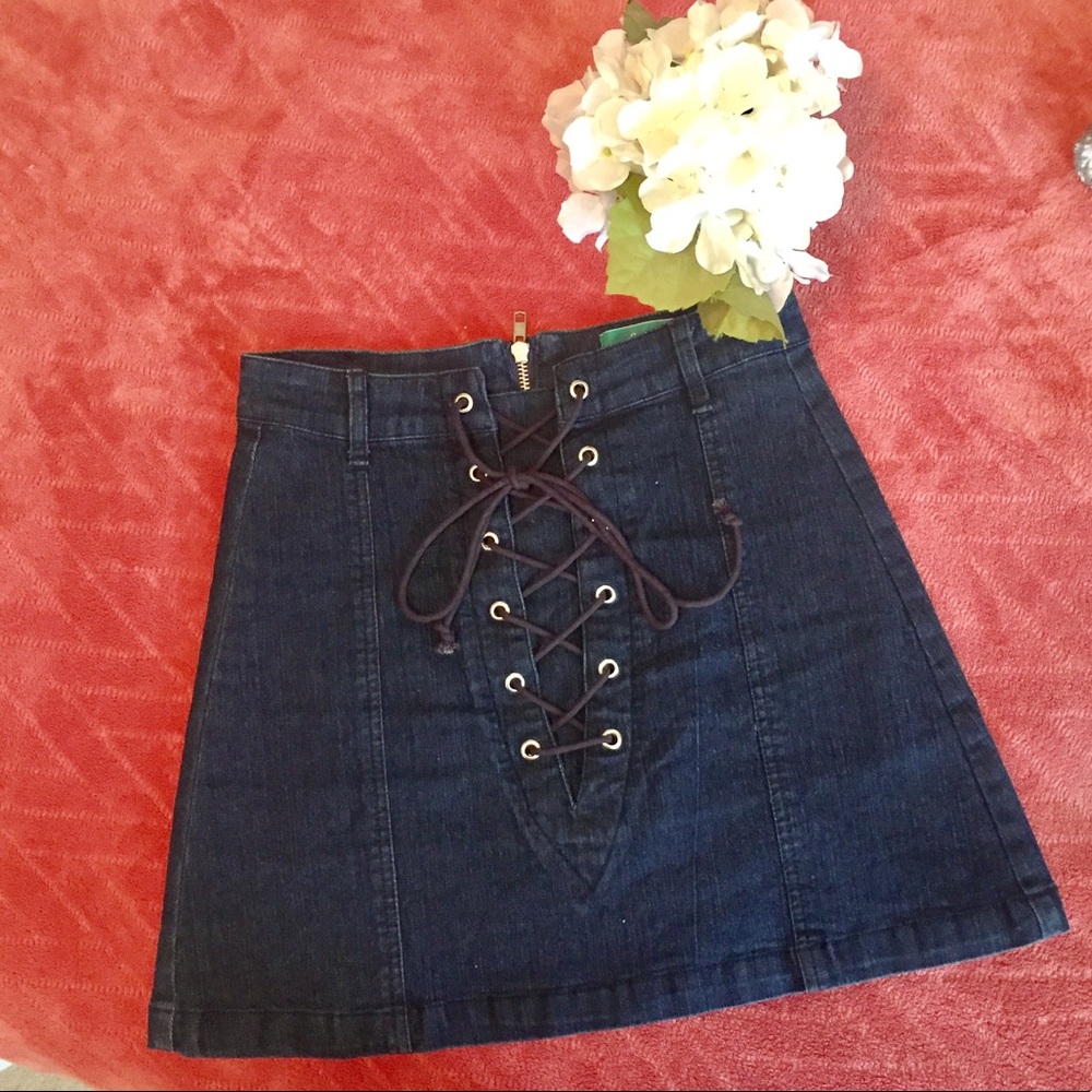 Lace up Jean skirt